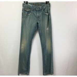 Guess Jeans Women's Pants 31 Modele Light Blue Denim Distressed